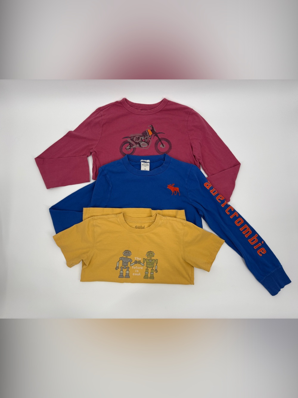 Abercrombie & Fitch, GAP, Life is Good Blue, Yellow & Red Long/Short Sleeve Tees